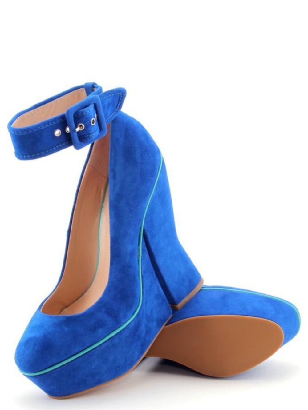 Dolce Vita Cosette Electric Blue Suede Platform Ankle Strap Heels